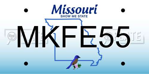 MKFE55 Missouri License Plate