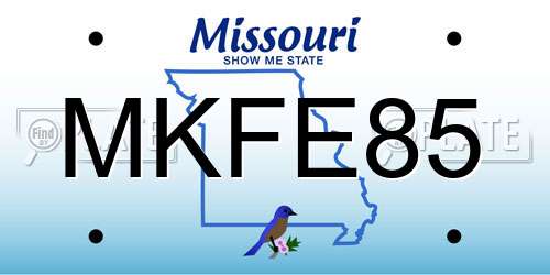 MKFE85 Missouri License Plate