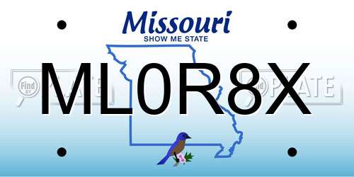 ML0R8X Missouri License Plate