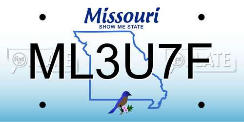 ML3U7F Missouri License Plate