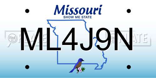 ML4J9N Missouri License Plate