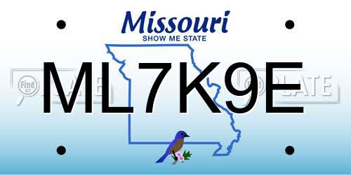 ML7K9E Missouri License Plate