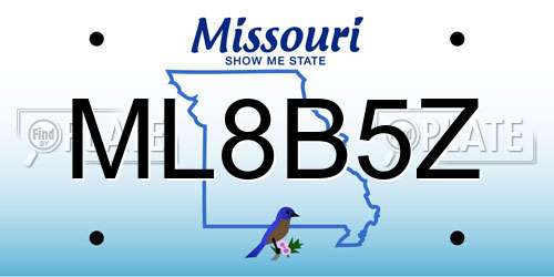 ML8B5Z Missouri License Plate