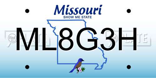 ML8G3H Missouri License Plate