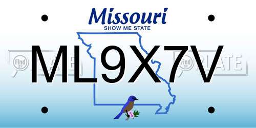 ML9X7V Missouri License Plate