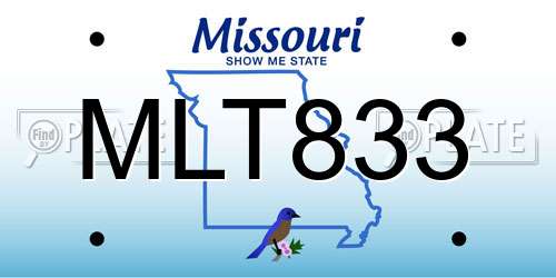 MLT833 Missouri License Plate