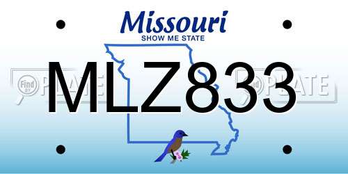 MLZ833 Missouri License Plate