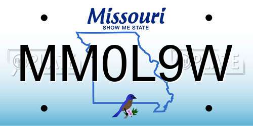 MM0L9W Missouri License Plate