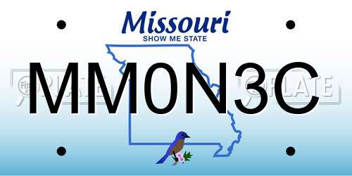 MM0N3C Missouri License Plate