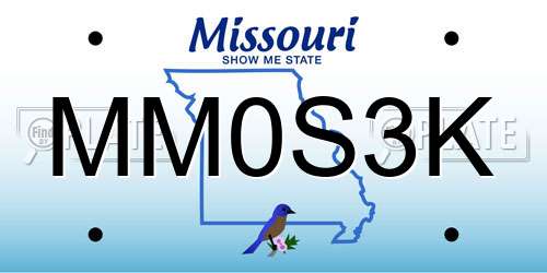 MM0S3K Missouri License Plate