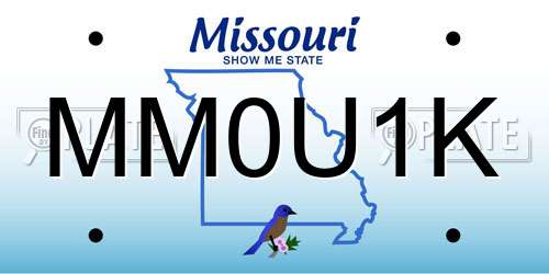 MM0U1K Missouri License Plate