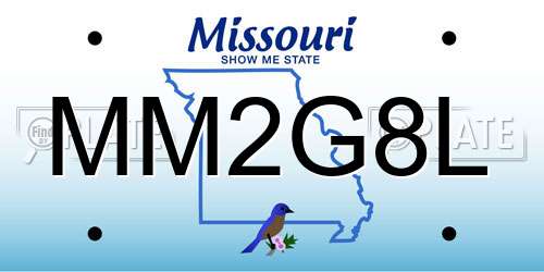 MM2G8L Missouri License Plate