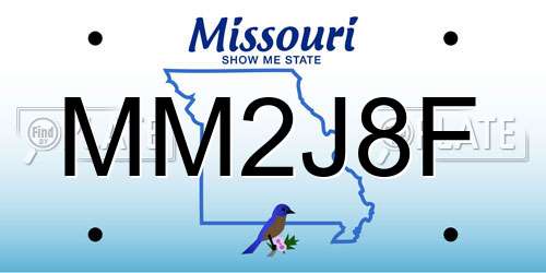 MM2J8F Missouri License Plate