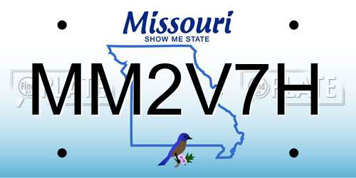 MM2V7H Missouri License Plate