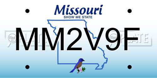 MM2V9F Missouri License Plate