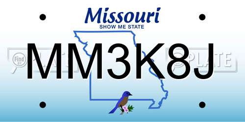 MM3K8J Missouri License Plate