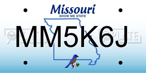 MM5K6J Missouri License Plate