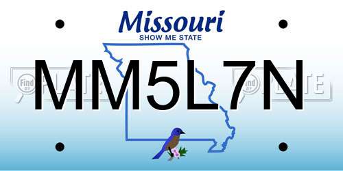 MM5L7N Missouri License Plate