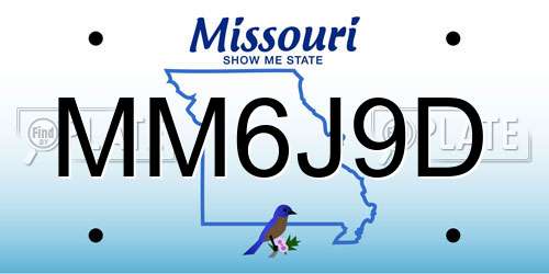 MM6J9D Missouri License Plate