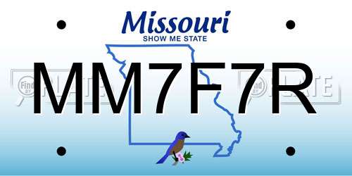 MM7F7R Missouri License Plate