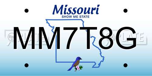 MM7T8G Missouri License Plate