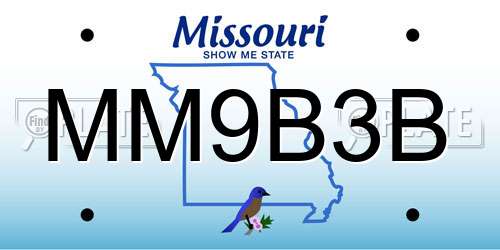 MM9B3B Missouri License Plate
