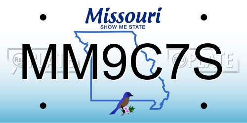 MM9C7S Missouri License Plate