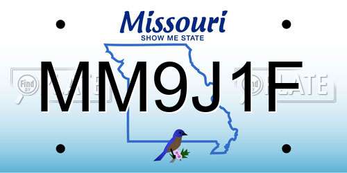 MM9J1F Missouri License Plate