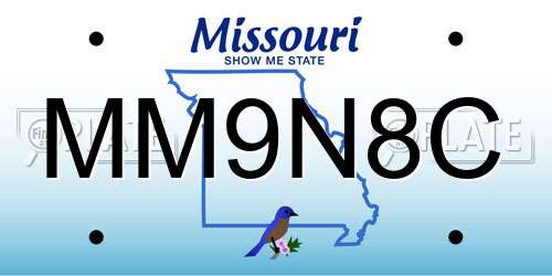 MM9N8C Missouri License Plate