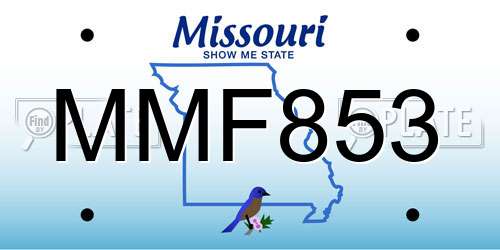 MMF853 Missouri License Plate