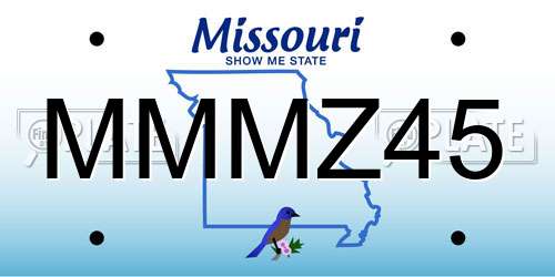 MMMZ45 Missouri License Plate