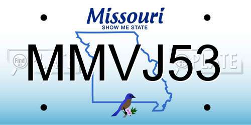 MMVJ53 Missouri License Plate