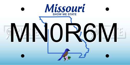 MN0R6M Missouri License Plate