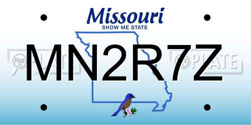 MN2R7Z Missouri License Plate