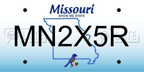 MN2X5R Missouri License Plate