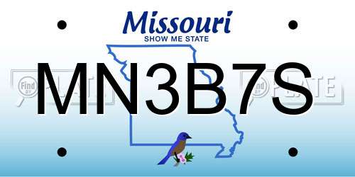MN3B7S Missouri License Plate