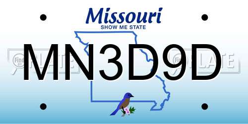 MN3D9D Missouri License Plate