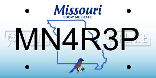 MN4R3P Missouri License Plate
