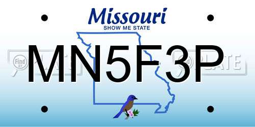 MN5F3P Missouri License Plate