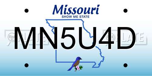 MN5U4D Missouri License Plate