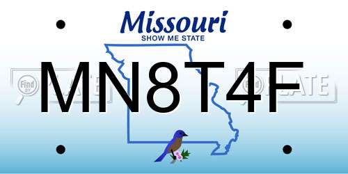 MN8T4F Missouri License Plate