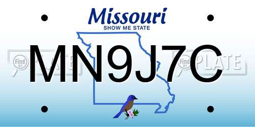 MN9J7C Missouri License Plate