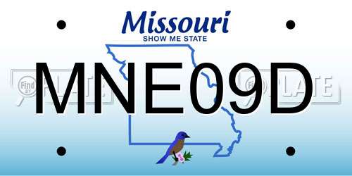MNE09D Missouri License Plate