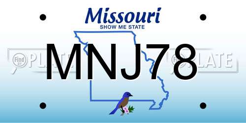 MNJ78 Missouri License Plate