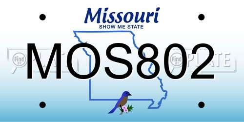 MOS802 Missouri License Plate