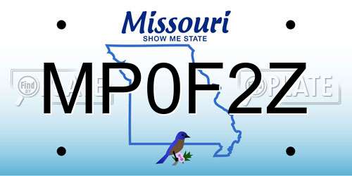 MP0F2Z Missouri License Plate