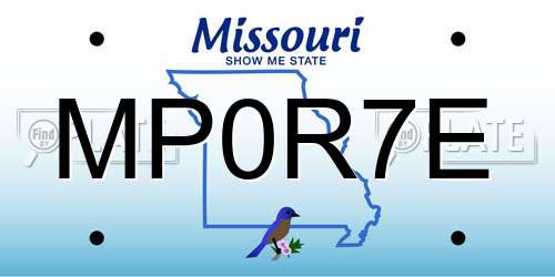 MP0R7E Missouri License Plate