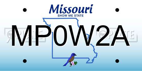MP0W2A Missouri License Plate