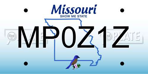 MP0Z1Z Missouri License Plate