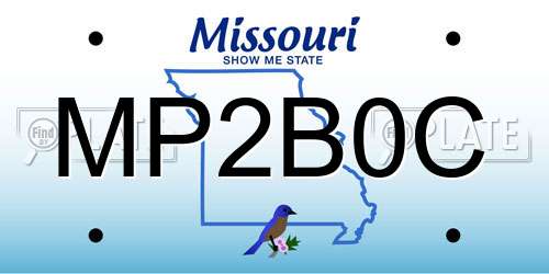 MP2B0C Missouri License Plate
